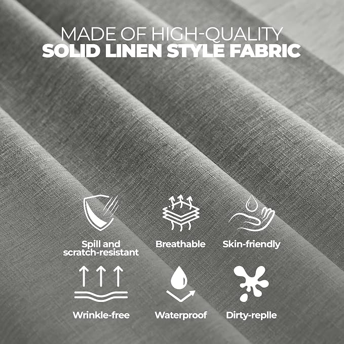 Decorelia Waterproof Linen Table Cloth for 8ft Rectangle Table, Easy to Clean Wrinkle-Free Wipeable Outdoor Tablecloth for Wedding, Party, and Camping(Oblong, 60 x 120 Inch (10-12 Seats), Dark Grey)