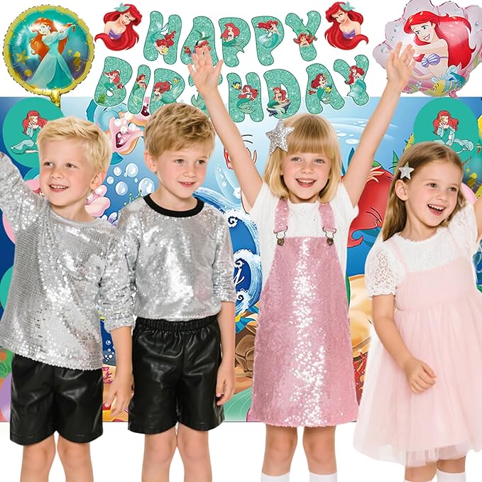 Cartoon Birthday Decorations, Include Backdrop Tablecloth Banner Balloons Hanging Swirls Tableware Set Cake Cupcake Toppers Stickers
