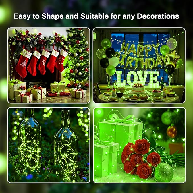 ZGWJ 6 Pack Fairy Lights Battery Operated with Remote, 7ft 20 LED Mini Fairy String Lights with Timer 8 Lighting Modes Waterproof for Halloween Christmas Tree DIY, Parties, Bedroom Decorations Green