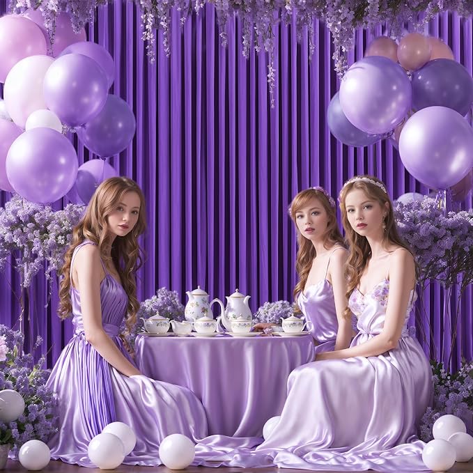 4 Panels Purple Backdrop Curtains for Wedding Party Wrinkle Free Backdrops Curtain Drapes Fabric Decorations Photo Back Drop Cloth for Baby Shower Photography Stage Reception 20ft(W) x 12ft(H)