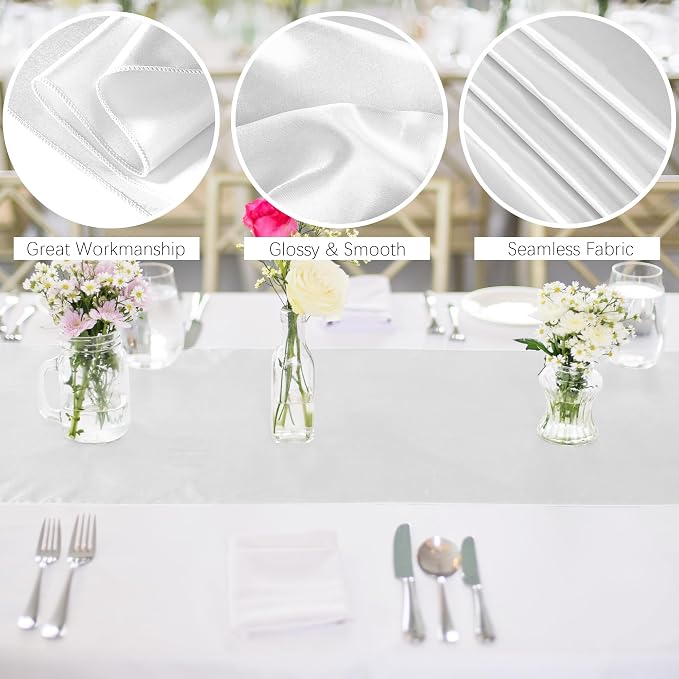 Aneco 4 Pack Satin Table Runner 12 x 108 Inch Long Bright Silk and Smooth Fabric Party Table Runner for Wedding Banquet Party Decoration