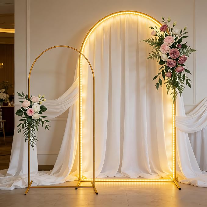 Metal Arch Backdrop Stand for Wedding, Parties, Birthday, Baby Shower, Graduation, Bridal Shower, Garden, Floral, Balloon Decoration (7.2FT & 6FT)