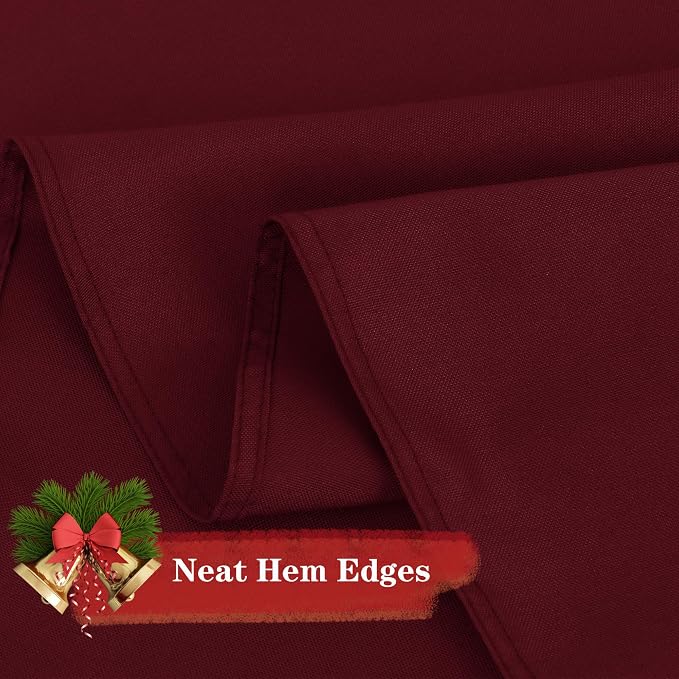 sancua 6 Pack Round Tablecloth 90 Inch Burgundy, Stain and Wrinkle Resistant Table Cloth - Washable Polyester Decorative Fabric Table Cover for Dining Tables, Christmas Parties and Camping