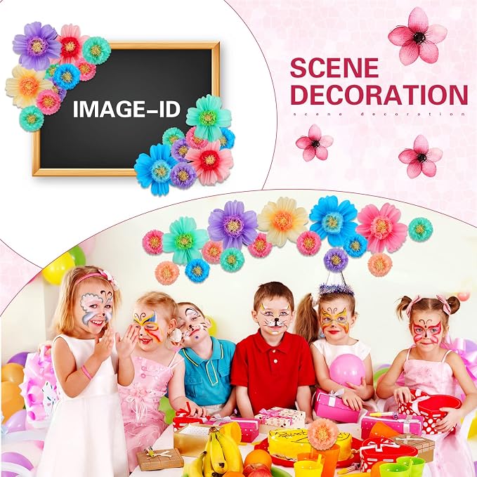 Crowye 24 Pcs Large Colorful Tissue Paper Flowers Decorations Giant Fiesta Craft Crepe Paper Flowers for Wall Decor Backdrop Mexican Wedding Birthday Carnival Party (10'' 20'',Colorful)