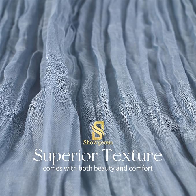 4 Pack Dusty Blue Cheesecloth Table Runner 17 x 108 inch Boho Gauze Table Runner Rustic Sheer Cheese Cloth Table Decorations for Wedding Party Baby Bridal Shower Birthday Holiday Home