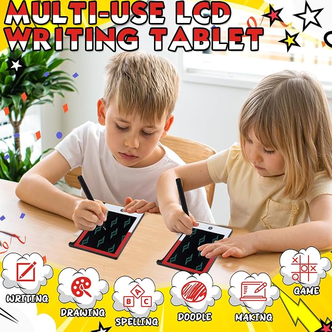 Nezyo 12 Pack Cartoon Animation Party Favors Mini LCD Writing Tablet 4.6 Inch Doodle Board Drawing Tablet Erasable Reusable Electronic Drawing Pads for Party Decor Birthday Supplies