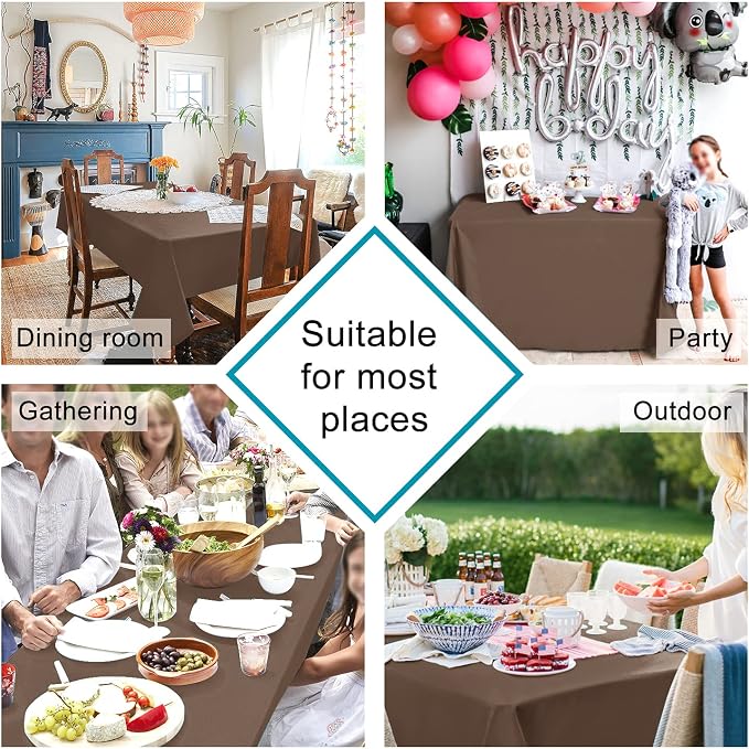 Hiasan Tan Rectangle Tablecloth - Waterproof Washable Polyester Fabric Table Cloth for Buffect Dining Birthday Party Wedding, 70 x 108 Inch