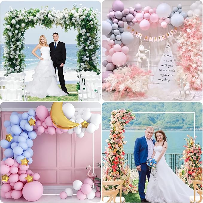 Wedding Arch Backdrop Stand 6.6x6.6 FT Square Wedding Arches for Ceremony White Metal Arch Stand for Wedding Bridal Shower Birthday Party Garden Floral Wedding Arbor Anniversary Event Decor