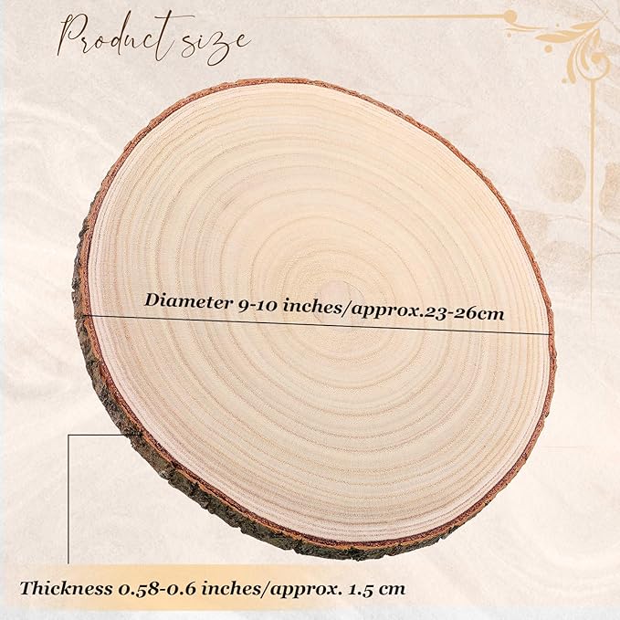 Tioncy 10 Pack Large Wood Slices for Centerpieces Unfinished Rounds Wood Slabs for Tables Decor Natural Wooden Circle for DIY Crafts Rustic Wedding Centerpiece Decor (9-10 Inch)