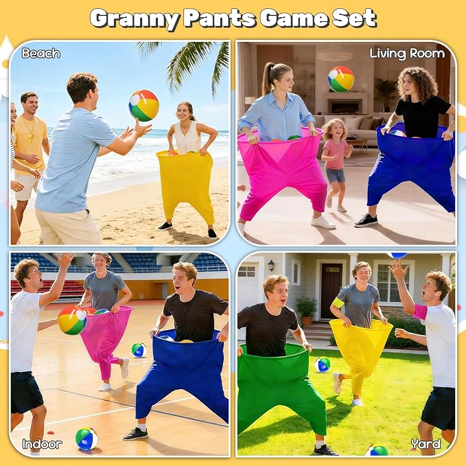 Granny Pants Yard Game Set, Granny Pants Party Outdoor Game with Bouncy Balls and Pump, Outdoor Tossing Games for Adults,Family Reunion Backyard Field Games Set