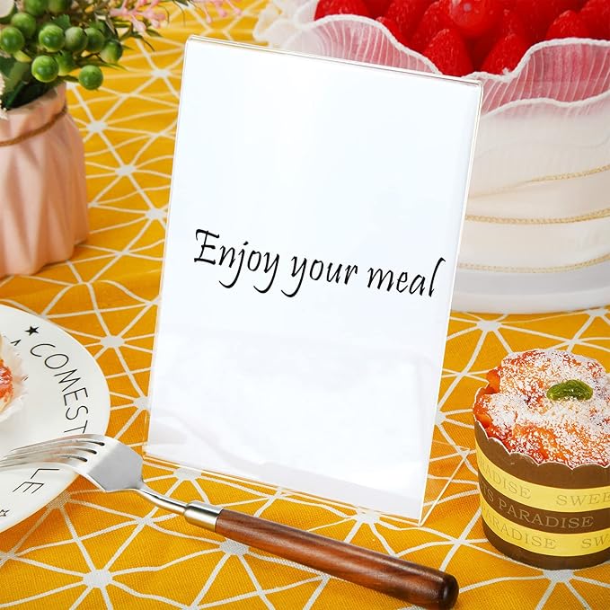 Vicenpal 20 Pcs 5 x 7 Inch Acrylic Sign Holder Acrylic Picture Frames Plastic Picture Flyer Holder l Shaped Photo Frames Self Standing Desktop Table Signs for Office, Store, Restaurant, Vertical