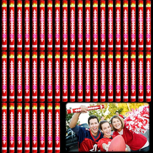 JellyArch 48 Pcs 16'' Football Glow Sticks Bulk LED Foam Football Sticks Glow in The Dark Light up Party Favors Sports Glowsticks Gifts with 3 Mode Flashing for Team Fan Celebration Sporting Event