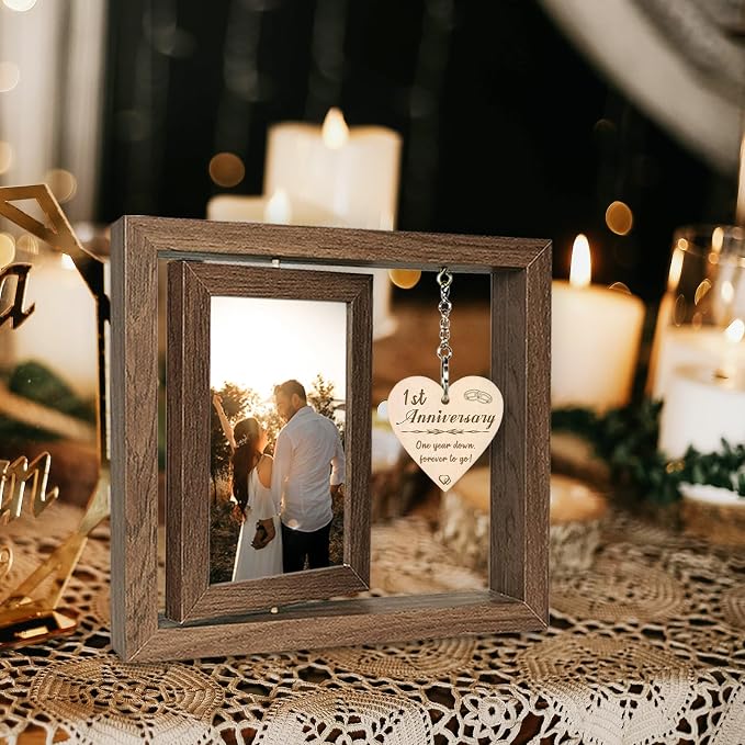 EYITUPC 1 Year Anniversary Picture Frame Gifts, 1st Anniversary Frame for Her Him Girlfriend Boyfriend, Display Two 4x6 Inch