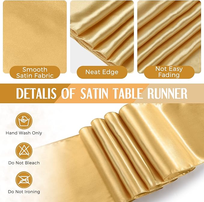 Tudomro 16 Pieces New Year Black and Gold Disposable Plastic Tablecloths and Satin Table Runner Set 54x108 Inch Tablecloth 12x108 Inch Table Runners for Wedding Birthday Baby Shower Graduation