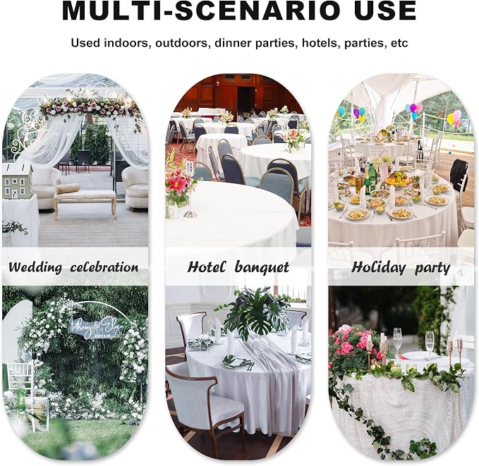 sancua 6 Pack Round Tablecloth 120 Inch White, Stain and Wrinkle Resistant Table Cloth - Washable Polyester Table Cover for Dining Tables, Buffet Parties and Camping
