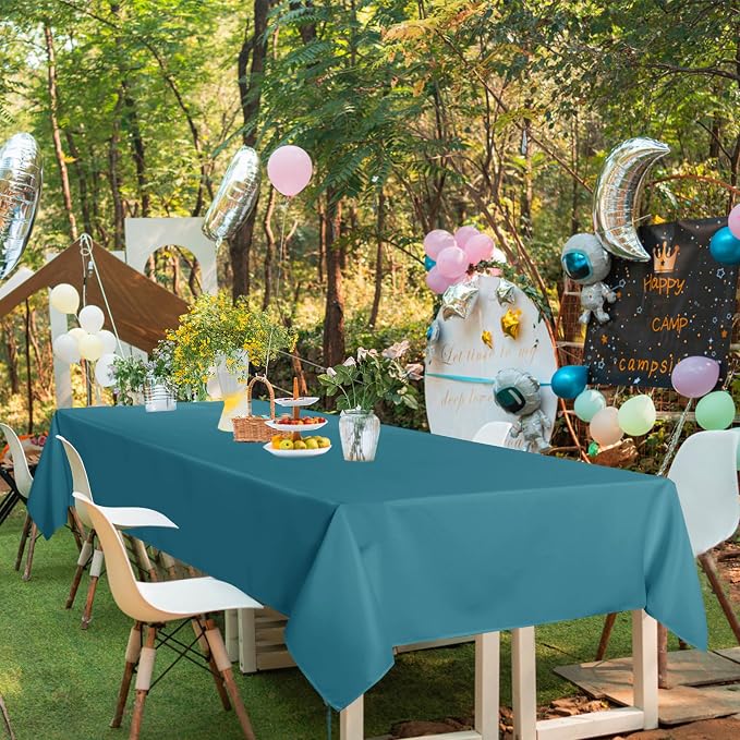 sancua Rectangle Tablecloths for 4ft Tables, 6 Pack - 60x84 Inch - Teal Washable Fabric Cloth Table Cloth for Wedding, Party, Birthday, Banquet, Reusable Polyester Table Covers