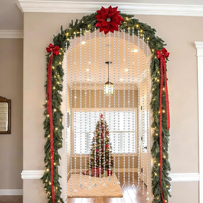 24 Pcs 79 Inch Clear Acrylic Crystal Garland Strands Hanging Crystal Strings Decoration Chandelier Beaded Chain Ornament Beaded Garland Curtain for Wedding Party Manzanita Tree Centerpiece