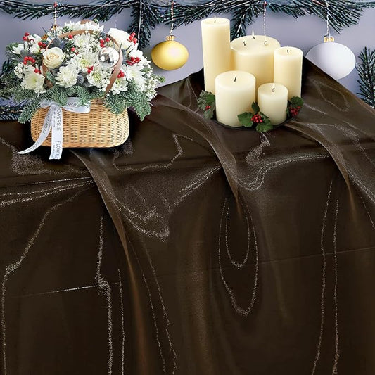 MDS Pack of 60 Yard Sheer Organza Fabric for Wedding Party Home Event Banquet Decorations, Backdrop Curtain Craft Dress Sewing Fashion DIY Crystal Organza Tulle Fabric Bolt 44” Wide - Coffee