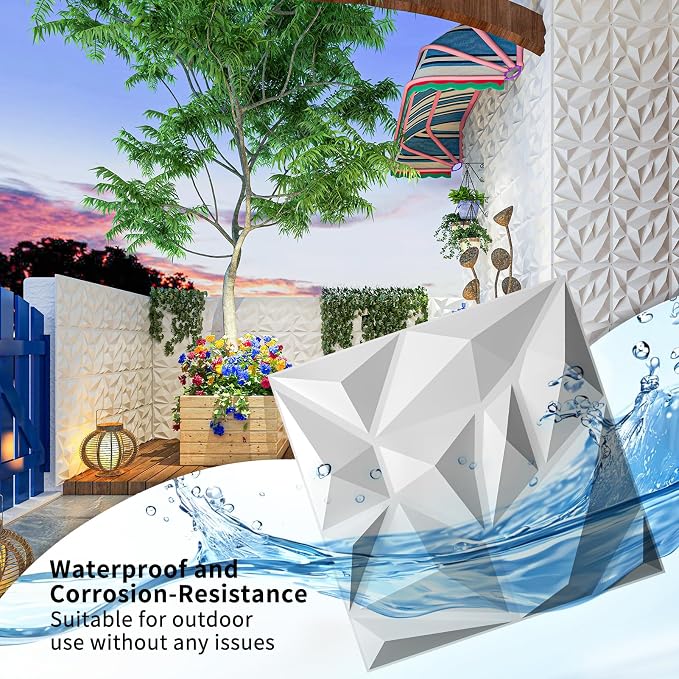 Art3d 100 Pack Decorative 3D Wall Panels, 19 Sq.Feet PVC Interior Wall Décor, 11.8"x11.8", White