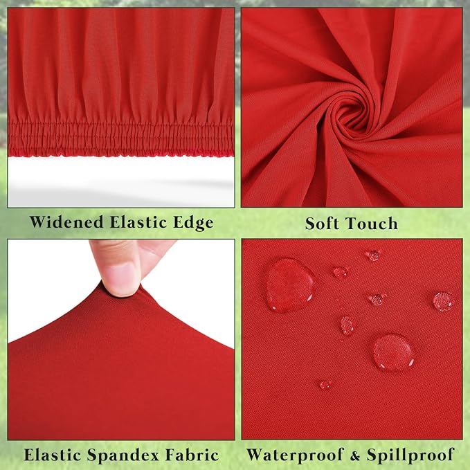 10 Pack Picnic Fitted Table Cover for 8 Foot Tablecloth for Rectangle Tables Waterproof Stretch Washable Folding Indoor and Outdoor Spandex Table Cloth for Camping Banquet and Parties (Red,30" x 96")