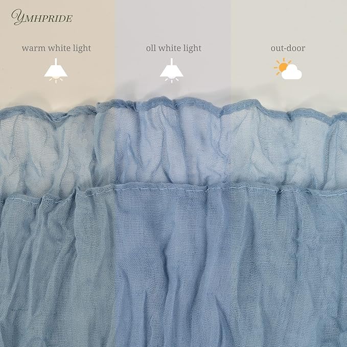 12 Pack Cheesecloth Table Runner 35 x 120 inch Long Boho Cheese Cloth Gauze Table Runners Semi Sheer Table Runner for Wedding Decor, Bridal Shower, Birthday Party (Dusty Blue)