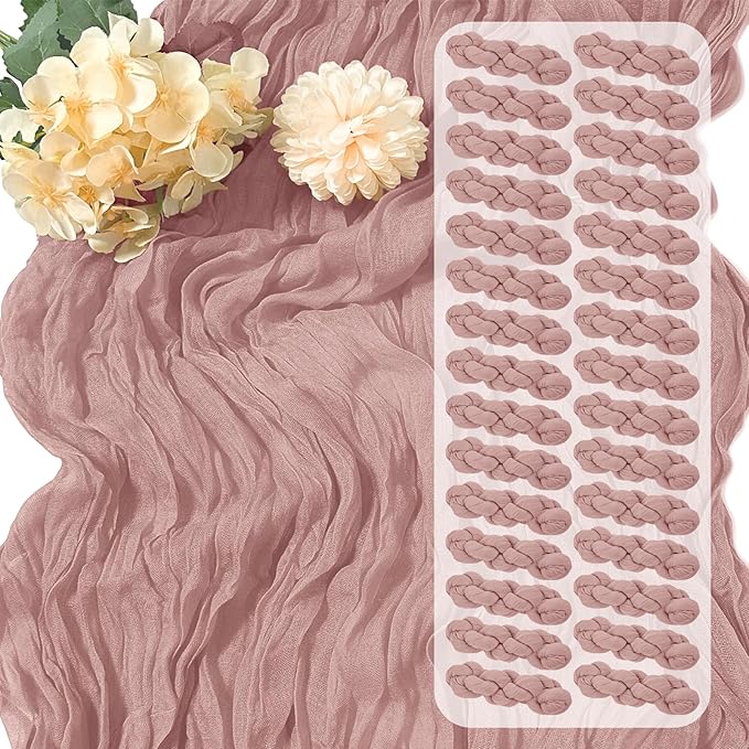 30 Pack Dusty Pink Cheesecloth Table Runner 17 x 108 inch Cheese Cloth Table Runners 9ft Pink Table Runner Rustic Romantic Sheer Gauze Runner for Wedding Party Baby Shower Table Decoration