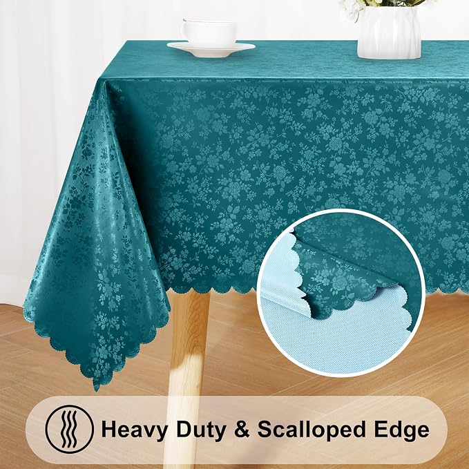 Smiry Round Table Cloth, Waterproof Heavy Duty Vinyl Tablecloths, Wipeable Washable Table Cover for Kitchen and Dining Room (Emerald Green, 70" Round)