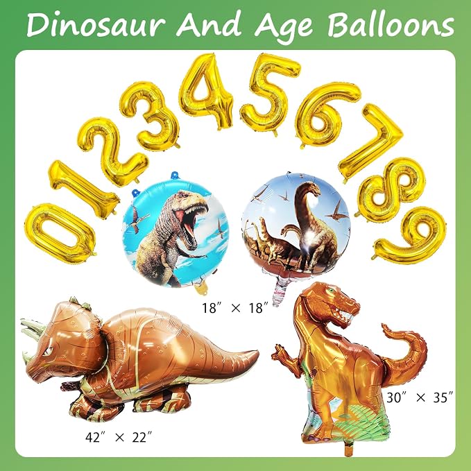 Dinosaur Birthday Decorations for Kids, Party Supplies 397 PCS, Serves 20 | Dinosaur Theme, Includes Balloons, Tablecloth, Cake Topper, Paper Plates