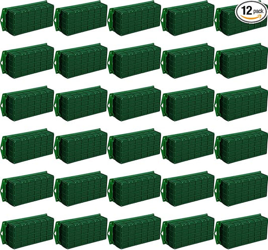 Boao 12 Pieces Floral Foam Cage Holder with Floral Foam for Fresh Flowers Cage Bowl for Table Centerpiece Flower Arrangement, Rectangle, 11.8 x 4.7 x 3.1 Inch
