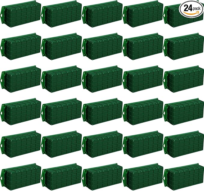 Boao 24 Pieces Floral Foam Cage Holder with Floral Foam for Fresh Flowers Cage Bowl for Table Centerpiece Flower Arrangement, Rectangle, 11.8 x 4.7 x 3.1 Inch