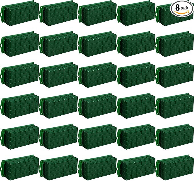 Boao 8 Pieces Floral Foam Cage Holder with Floral Foam for Fresh Flowers Cage Bowl for Table Centerpiece Flower Arrangement, Rectangle, 11.8 x 4.7 x 3.1 Inch