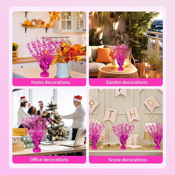 12 Pack Metallic Foil Spary Centerpieces for Tables, Hot Pink Centerpieces for Tables Decorations, Star Brust Table Centerpieces for Birthday Graduation Wedding Baby Shower Party