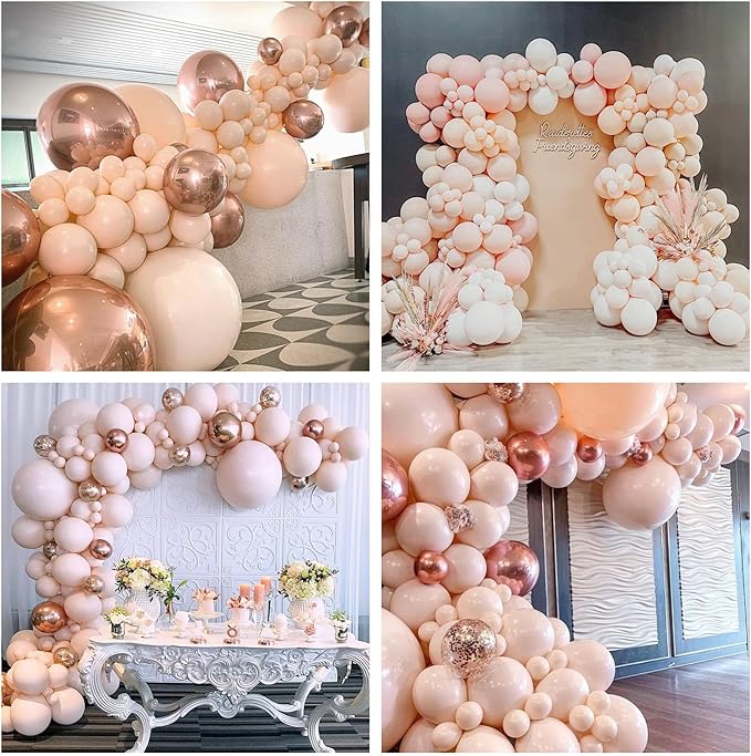 Double Stuffed Blush Balloons Different Sizes Cream Blush Pink Balloon Garland Arch Kit 18 12 10 5inch Pastel Peach Nude Helium Latex Balloons for Boho Birthday Wedding Bridal Shower Party Decorations