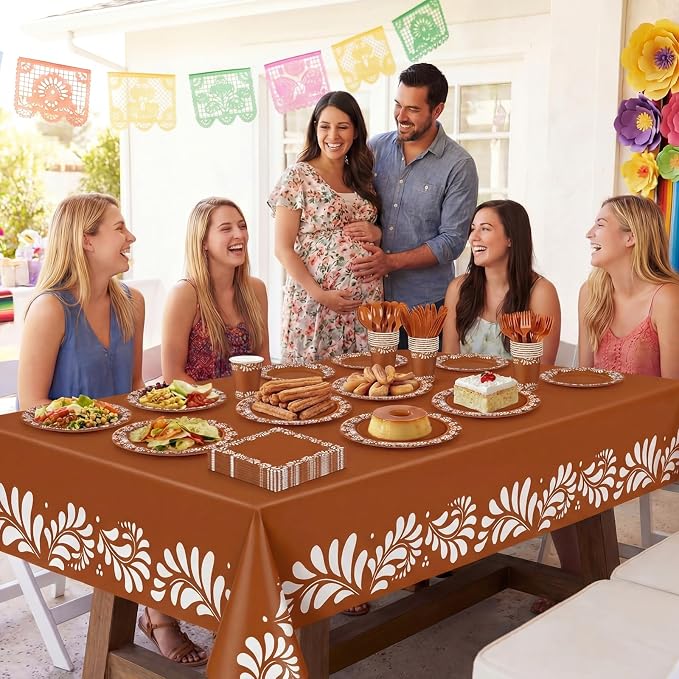 Vesici 452 Pcs Cielito Lindo Party Decoration Platos De Barro Mexicanos Fiesta Paper Plates Mexican Napkins Tablecloth Talavera Tableware Set for Cinco De Mayo Baby Shower Wedding Supplies, Serve 50