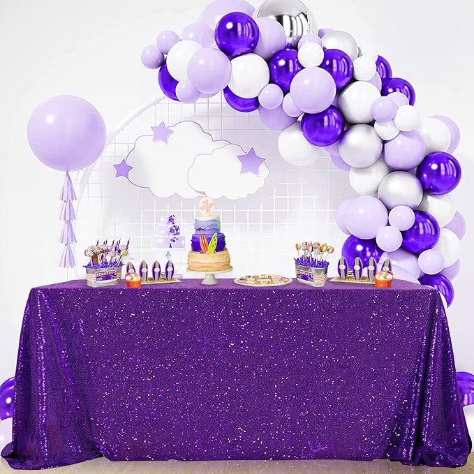 B-COOL Glitter Table Cloths for Parties Sequin Tablecloths Sparkle Tablecloth for Rectangle Tables 90x132 inch Bridal Shower Tablecloth Glamorous Halloween Wedding Decoration