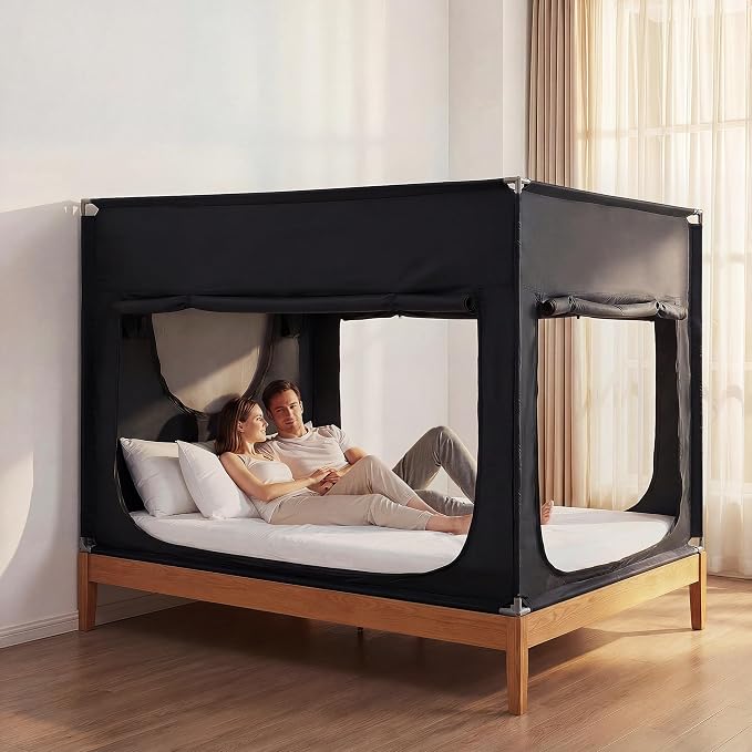 ANC POP Portable Bed Tent, Blackout Privacy Canopy with 3 Doors & Breathable Mesh, Large Space for Adults, Indoor Sleeping Shelter for Dorms/Shared Rooms