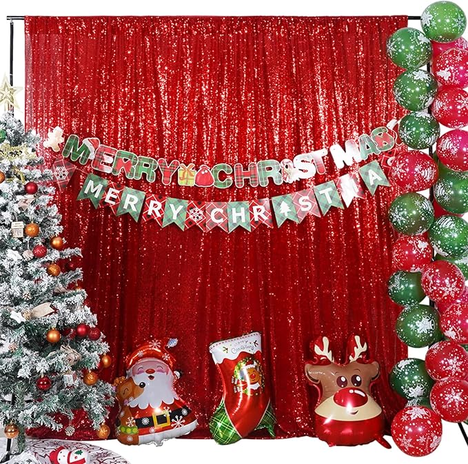 Poise3EHome Red Sequin Backdrop,5FT x 7FT Glitter Photography Background for Party Decoration