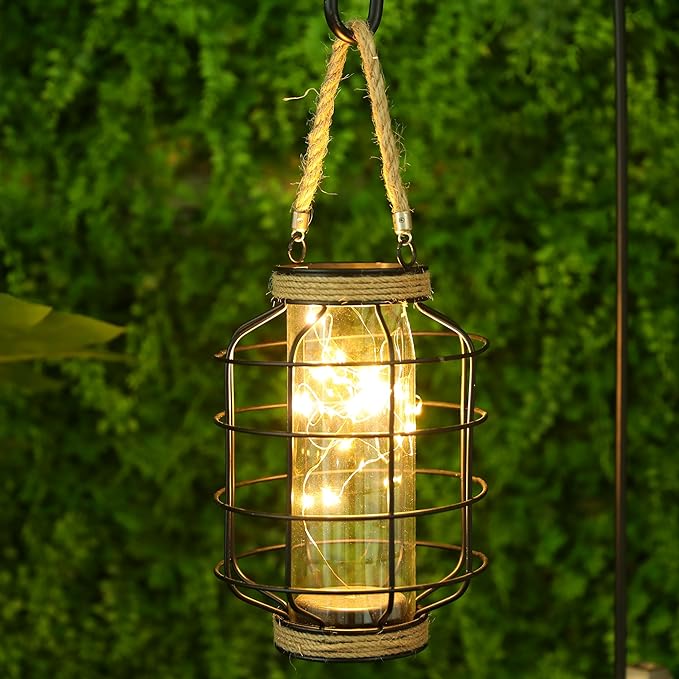 JHY DESIGN Metal Cage LED Lantern Battery Powered,9.4" Tall Cordless Accent Light with 20pcs Fairy Lights Great for Weddings Parties Patio Events Indoors Outdoors.