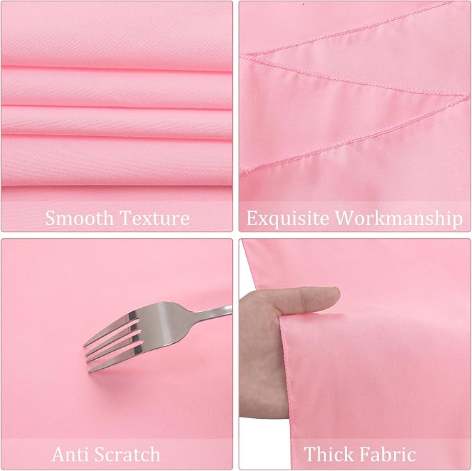 Fivenl 8 Pack Premium Round Tablecloth 108 Inch Pink Round Table Covers Bulk Washable Polyester Fabric Round Table Clothes for Wedding Party Reception Banquet Buffet Restaurant (Pink, 108 Inch)