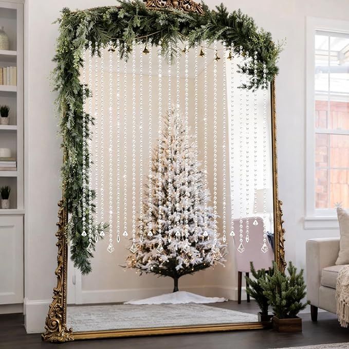 24 Pcs 39 Inch Clear Acrylic Crystal Garland Strands Hanging Crystal Strings Decoration Chandelier Beaded Chain Ornament Beaded Garland Curtain for Wedding Party Manzanita Tree Centerpiece