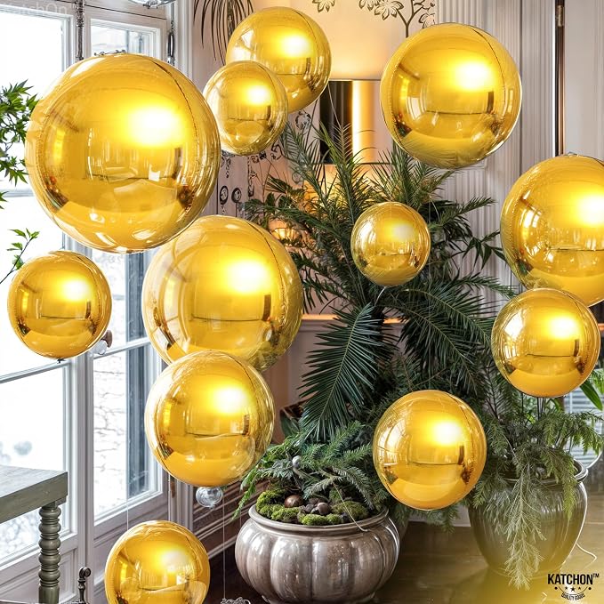 KatchOn, Gold Balloons - 22 Inch, Pack of 14 | Large Foil Metallic Balloons for Gold Party Decorations, Wedding Decorations | Baby Shower, Anniversary, Bachelorette Engagement Birthday Party