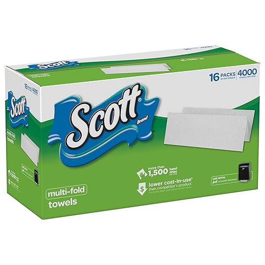 Scott Professional Multifold Paper Towels for Small Business (08009), 9.2” x 9.4”, (4000 Towels per Case)