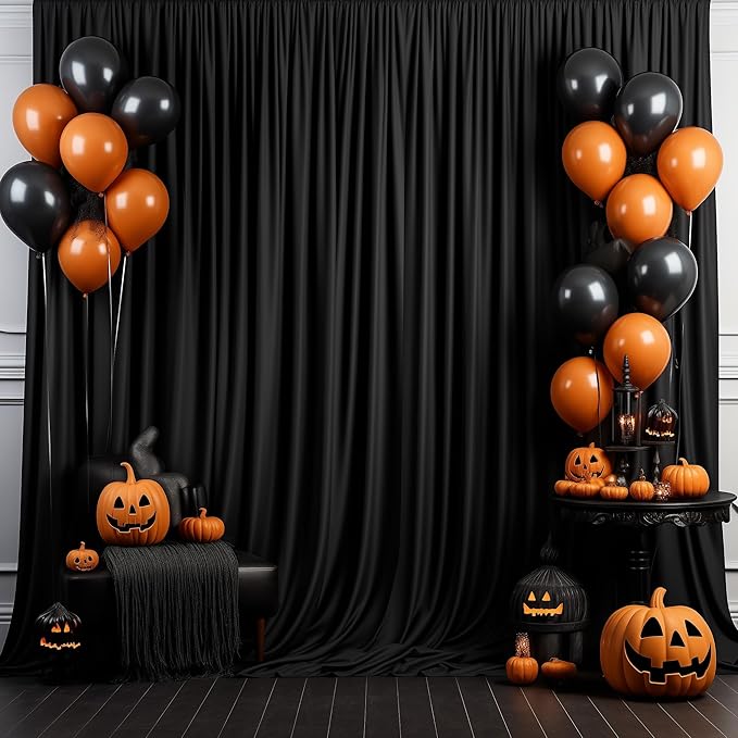 Wokceer Black Backdrop Curtain for Wedding Parties 3 Pack 10x10FT Wedding Curtains Photo Backdrop Drapes Polyester for Photoshoot Baby Shower Birthday Party Curtains Background 6 Panels 5x10FT