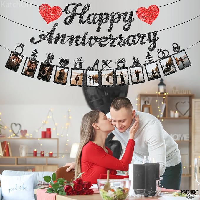 KatchOn Happy Anniversary Banner - 10 Feet, 2 Strings | Anniversary Party Decorations