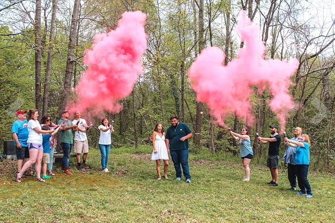 Adventure Awaits! - Baby Gender Reveal & for Other Festivals - Color Dispenser 12" x 6-Pack Hand Held Air Filled Party Popper - Also for Color Run Festival Product (Baby Blue & Pink)