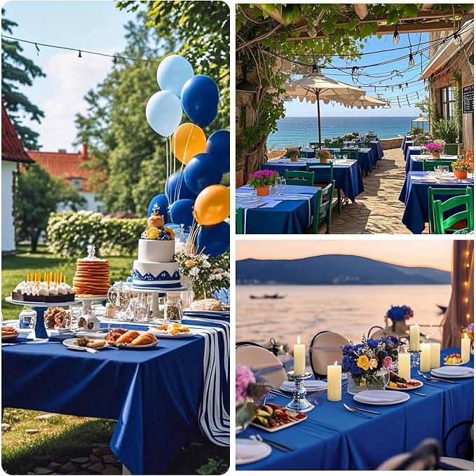 8 Packs Royal Blue Tablecloth Rectangle 60x102 Inch Rectangular Table Cloth For 6 Foot Rectangle Tables, Wrinkle Resistant Polyester Fabric Tablecloth Washable Table Cover For Wedding Party Buffet