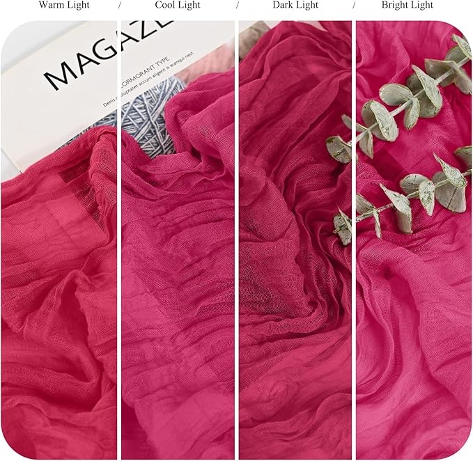 24 Pack Hot Pink Cheesecloth Table Runner 10FT Boho Gauze Cheese Cloth Table Runner Rustic Sheer Fabric Table Runners for Wedding Bridal Shower Baby Shower Party(21.5×120 Inch)