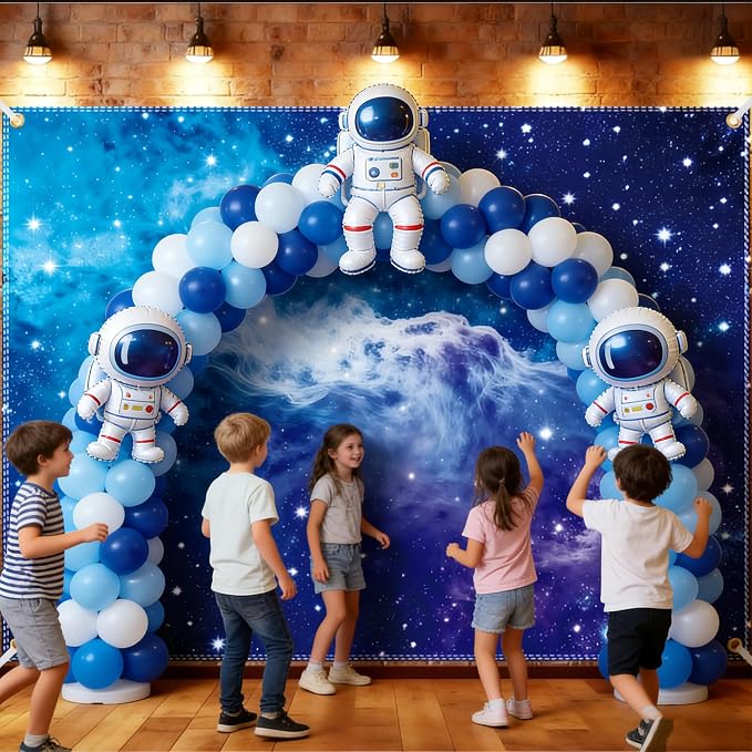 Galaxy Backdrop 8x6ft Starry Sky Universe Space Nebula Photo Background – Cosmic Galaxy Wall Hanging for Bedroom Decor & Party Decorations with Ribbon, Polyester Fabric