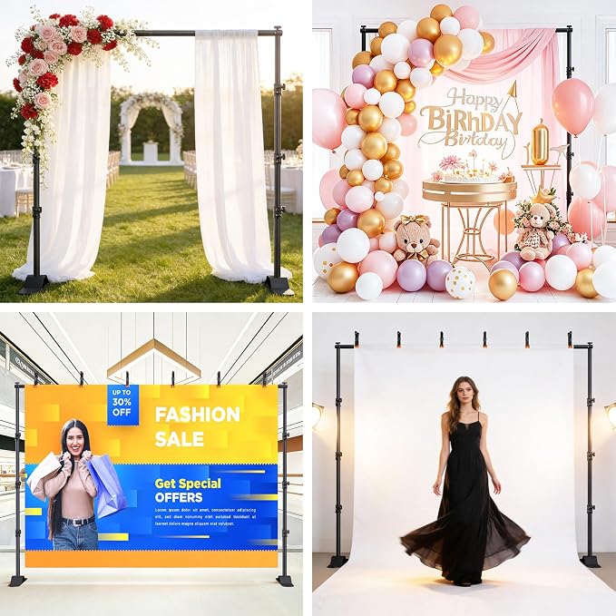 Backdrop Banner Stand 10x8ft，Adjustable Heavy Duty Photo Backdrop Stand，Step and Repeat Background Stands for Party，Photography，Wedding