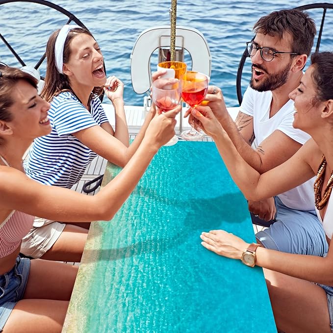 Kochorie 100 Ft x 54 Inch Summer Beach Tablecloth Roll with Cutter Box Beach Themed Party Tablecover Disposable Beach Ball Plastic Tablecloth Ocean Backdrop for Summer Pool Birthday Party Supply